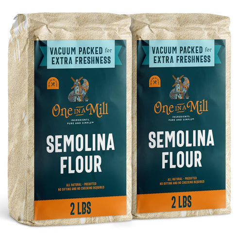 ONE IN A MILL Semolina Flour 2 LB Pack of 2 | High Protein Durum Wheat