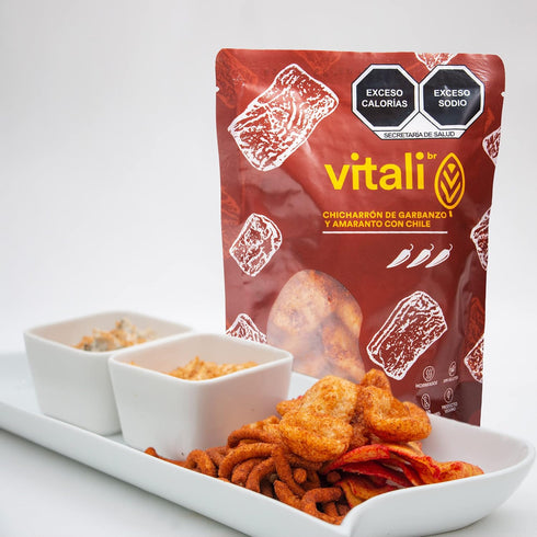 Maria Bonita 30gr 30 (4 PACK) Chicharron de garbanzo y amaranto con chile /Chicharron of chickpea and amaranth