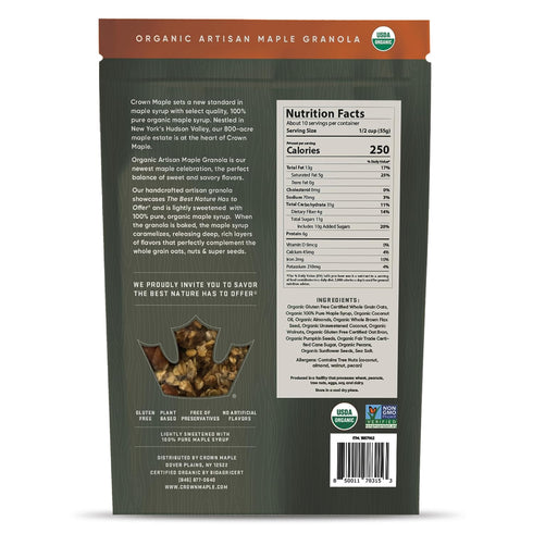 20 Oz Crown Maple Organic Artisan Maple Granola Oats, Nuts & Super Seeds