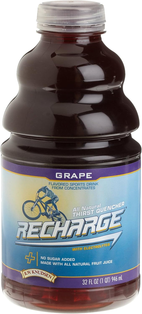 R.W. Knudsen Recharge Sports Drink, Grape, 32-Ounce Bottles (Pack of 12)
