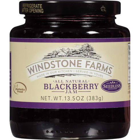 Windstone Farms Seedless Blackberry Jam 13.5oz Jar (6),13.5 Ounce (Pack of 6)