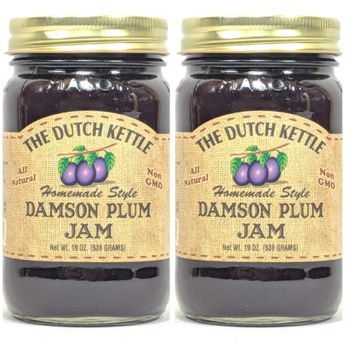 Generic The Dutch Kettle Amish Homemade Style Damson Plum Jam 2-19 Oz. Jars