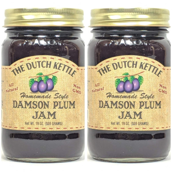 Generic The Dutch Kettle Amish Homemade Style Damson Plum Jam 2-19 Oz. Jars