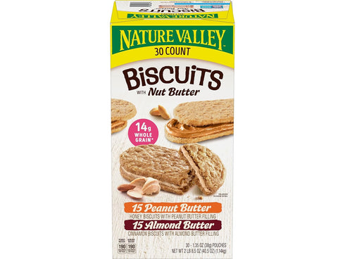 Nature Valley Honey Peanut Butter/Cinnamon Almond Butter Nut Bar, 40.5 oz., 30