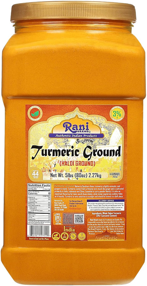 Rani Turmeric (Haldi) Root Powder Spice, (High Curcumin Content) 80oz (5lbs) 2.27kg