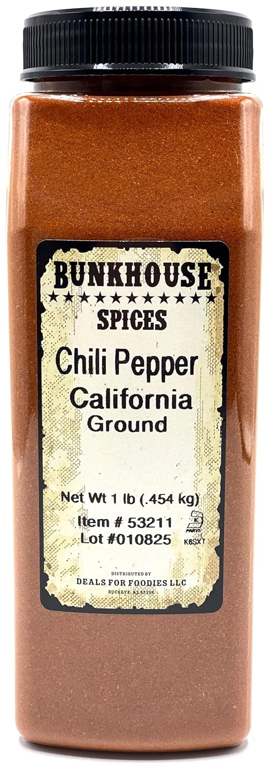 BUNKHOUSE Ground California Chile Pepper, Premium Mild Chili Powder, 16 Ounce Bulk