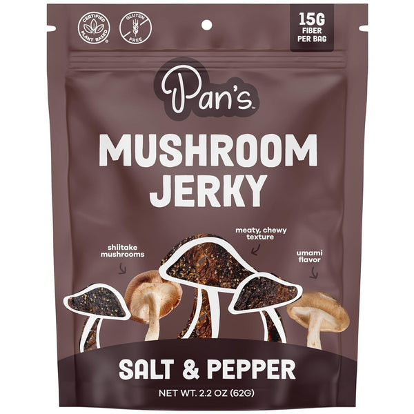Pan's Mushroom Jerky, Organic Vegan Snacks, Dried Shitake Mushrooms, Gluten Free, 2.2 Ounce Pack