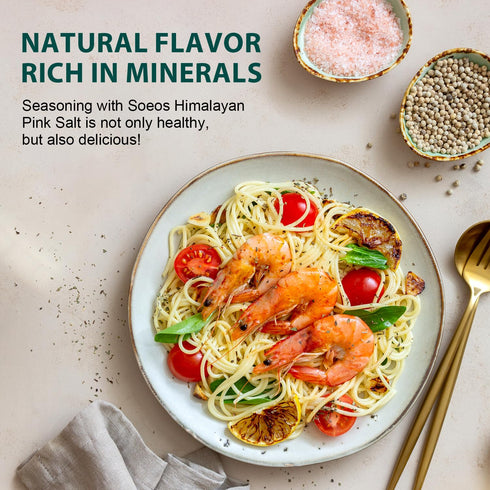 16 oz (1 Soeos Himalayan Pink Salt, Fine Grain, Pound), Pink Himalayan Sea Salt, Rock Salt for Grinder Refill