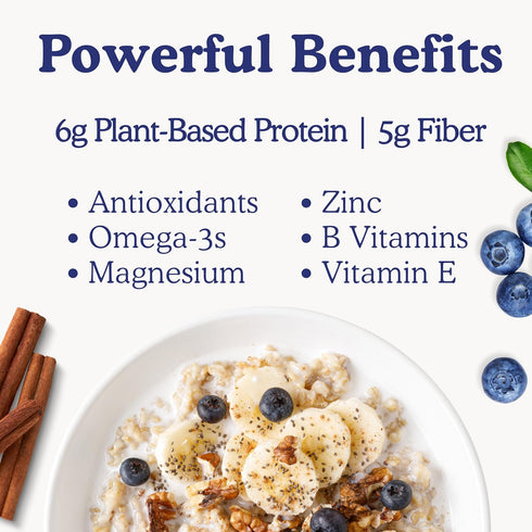 6g 2.1 (6 Pack) Earnest Eats Superfood Oatmeal Cups - Blueberry Chia Plant Protein, Gluten Free, Vegan, On-the-Go
