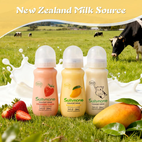 280ml 3-Pack Yogurt Drink Reusable Glass Bottle, Mixed Flavors Drinkable Yogurt - Fun Gift Box, Birthday & Holiday