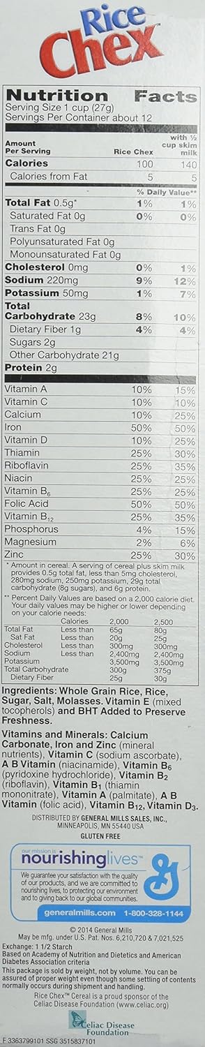 General Mills 12 oz. 4 Pack Rice Chex Gluten Free