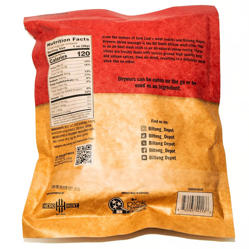 1lb (16oz) Biltong Depot Crown Drywors - | Air-Dried Beef Snack Sticks | High Protein | Paleo and Keto Friendly | Zero