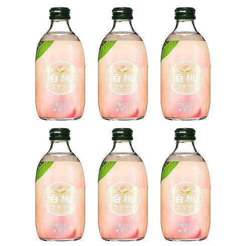 Tomomasu Japanese Peach Cider Soft Drink (6 Pack, Total of 60fl.oz)