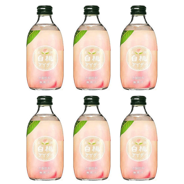Tomomasu Japanese Peach Cider Soft Drink (6 Pack, Total of 60fl.oz)