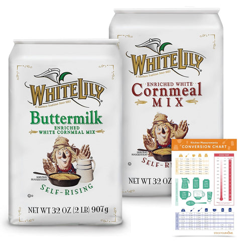 White Lily Buttermilk Cornmeal & Enriched White Corn meal Mix, 2 pack,