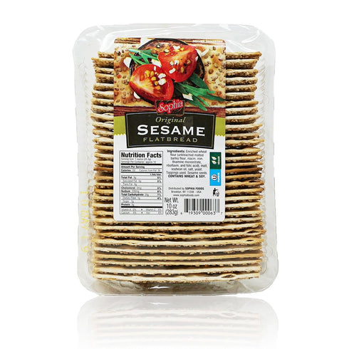 10oz (3-pack) Sophia Flatbread Crackers - Original Sesame | Crunchy Flatbread Crackers with Sesame Seeds | Low Calorie