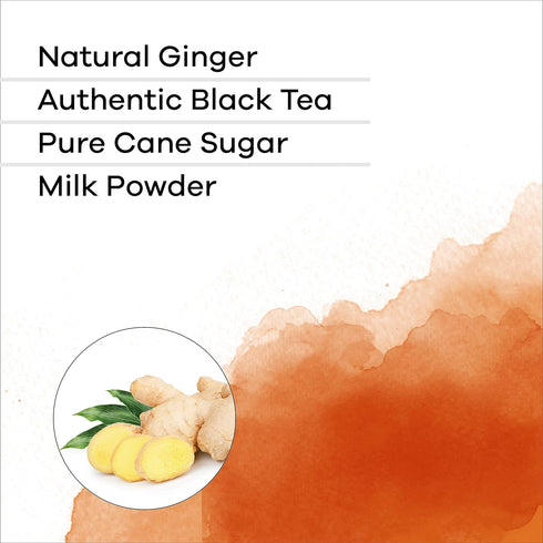 QuikTea Ginger Chai Tea Latte - 10 Count - Bold Ginger Flavor - Just Add Hot Water