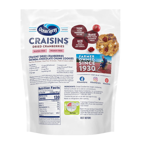 24 Oz (Pack 8) Ocean Spray Craisins Original Dried Cranberries, Dried Fruit, Pouch