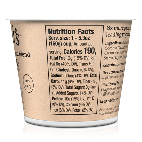 5.3 Siggi's, Toasted Coconut Plant-Based Yogurt, Ounce