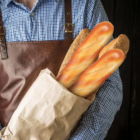 2pcs 13. 6" DOITOOL Artificial Baguette, Realistic Fake Bread Loaf for Kitchen Decoration, Soft Pu Simulation Food