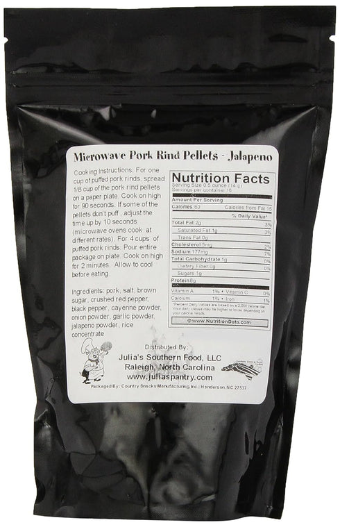 Chef Piggy Tail 8 Microwave Pork Puffies Pork Rinds, Jalapeno, Ounce