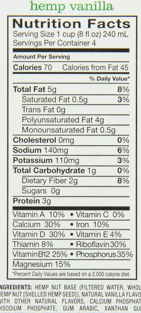Pacific Natural 6 Count Unsweetened Hemp Milk, Vanilla