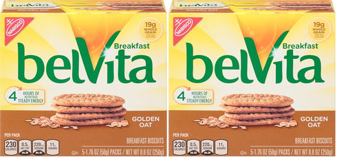 belVita Breakfast Biscuits, Golden Oat Breakfast Biscuits, 8.8 oz (Pack of 2)