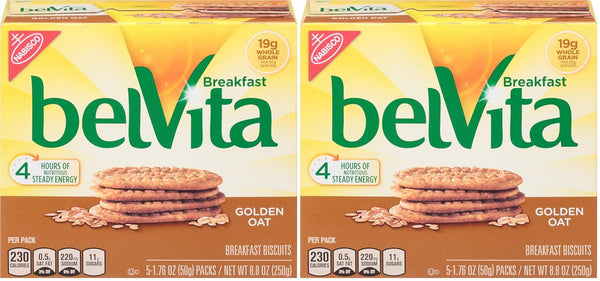 belVita Breakfast Biscuits, Golden Oat Breakfast Biscuits, 8.8 oz (Pack of 2)