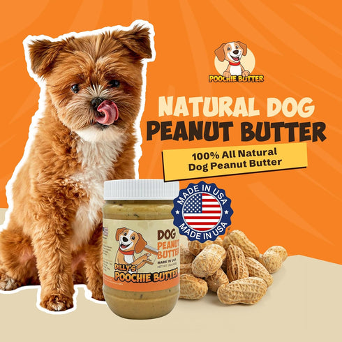 Poochie Butter 16 Oz (Pack 2) Natural Dog Peanut Butter - Made in USA Healthy, Creamy Peanut Butter Spread for Lick