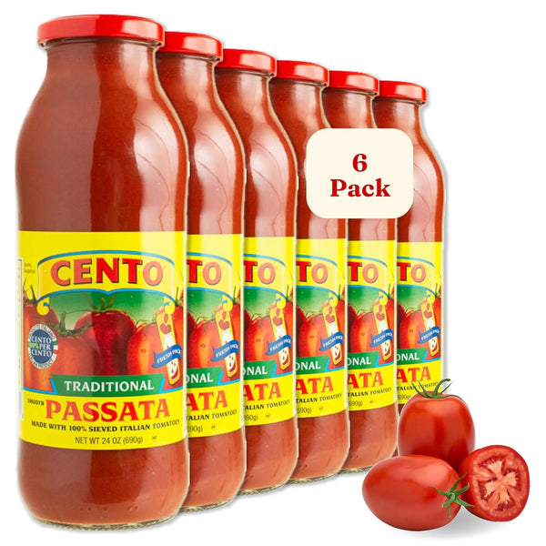 Cento Tomato Passata 24 Oz (Pack of 6) 100% Fresh Italian Sieved Tomato
