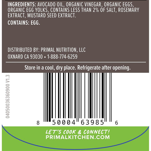 17 OZ Primal Kitchen Mayo Avocado Oil Sqz