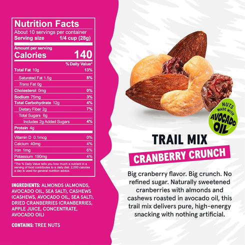 10 (Pack 3) Wild Fox Trail Mix Healthy Plant-Based Snack Made With Pure Avocado Oil And No Refined Sugar Or Seed Oils