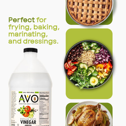 1 (128 oz) 5% AVO Distilled White Vinegar Gallon - Acidity, Pure Natural White Vinegar Gallon