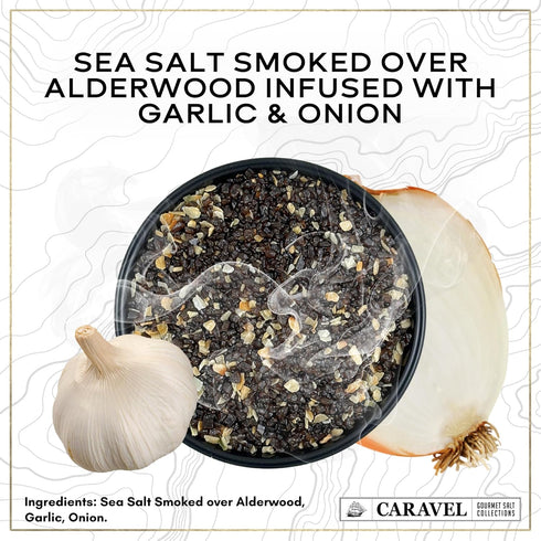 4 oz Smoked Garlic & Onion Sea Salt with Umami Flavor Smoked over Alderwood Onion & Garlic Salt Seasoning for Finishing