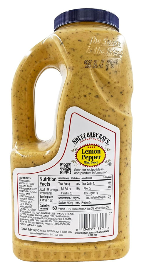 64 oz Sweet Baby Ray's Award Winning Sauce | Lemon Pepper Flavor | Bottle | Kosher | Gluten Free | Made in the USA