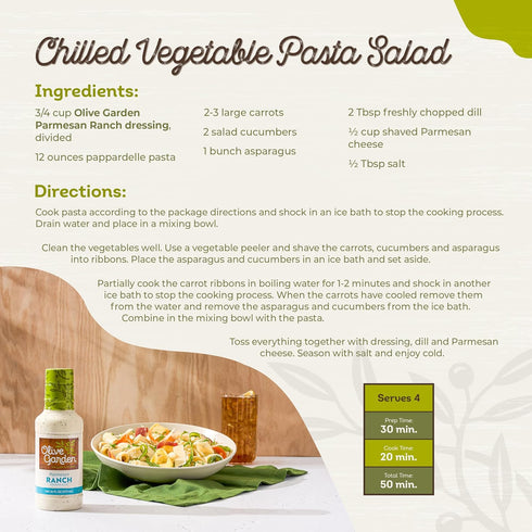 Olive Garden 16 oz., Parmesan Ranch Dressing and Dip, fl. Made with Buttermilk and Parmesan Cheese, Perfect Dipping