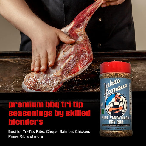 Jake's Famous Foods 11 Oz, (Pack 1) Jake's Famous Pure Santa Maria Seasoning, Grill Seasoning, Tri Tip, Steak, Pork