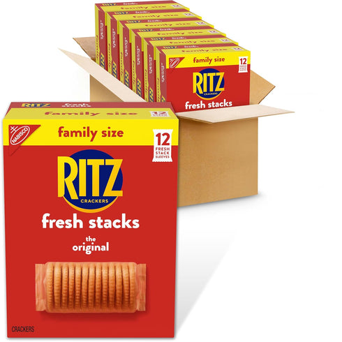 RITZ Fresh Stacks Original Crackers, Bulk Travel Snacks, Family Size, 6 Boxes