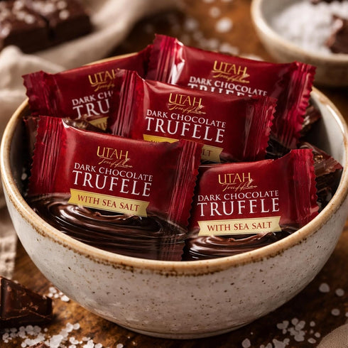 dutis 16oz, 34pieces Utah Truffles Dark Chocolate Truffle, Individually Wrapped, Naturally Gluten Free, Gourmet Smooth