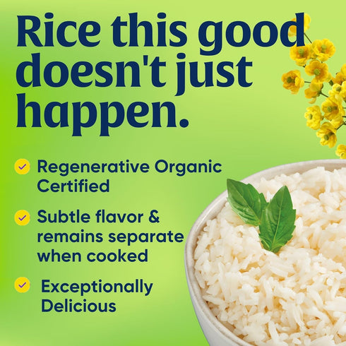 6-Pack 32 Oz Lundberg White Rice, Regenerative Organic Certified, Non-Sticky, Aromatic Long Grain Rice, Responsibly