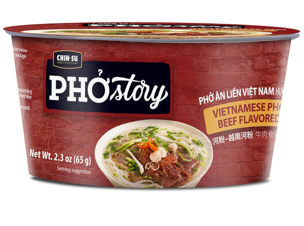 Chin-Su Pho Story Vietnamese Beef Flavored Instant Noodle Bowl, 2.3 oz, Ready