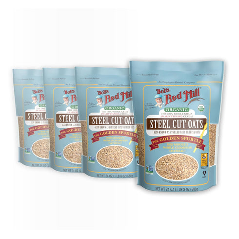 Bob's Red Mill Organic Steel Cut Oats, 24oz (Pack of 4) -