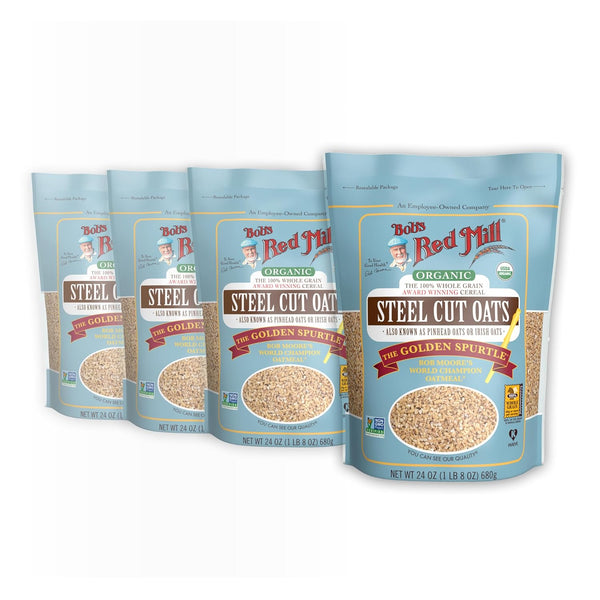 Bob's Red Mill Organic Steel Cut Oats, 24oz (Pack of 4) -