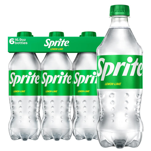 Sprite Lemon-Lime Caffeine Free Soda Soft Drink Bottles, 16.9 fl oz, 6