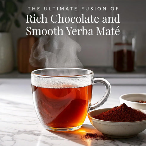 36 The Republic of Tea Organic Double Dark Chocolate Mat, Naturally Caffeinated Yerba Mat, Steeps Cups