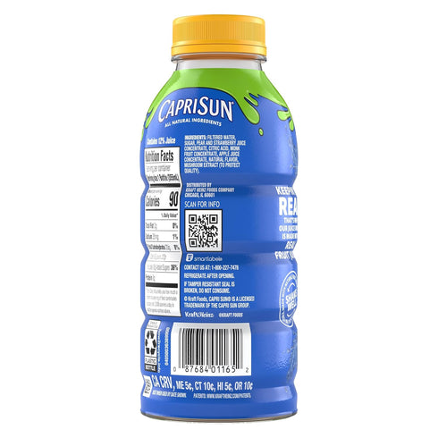 12 oz Capri Sun Strawberry Kiwi Flavored Juice Drink Blend from concentrate with other natural flavors, fl Bottle