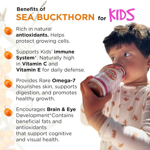 10 oz Miracle Sea Buckthorn kids VITA Organic Sea Buckthorn Juice Drink for children Natural Banana, Strawberry & Apple