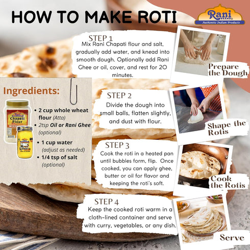 (100% 48oz (3lbs) 1.36kg Rani Chapati Flour Pure Whole Wheat Atta), For Making Roti & Indian Breads PET Jar ~ All
