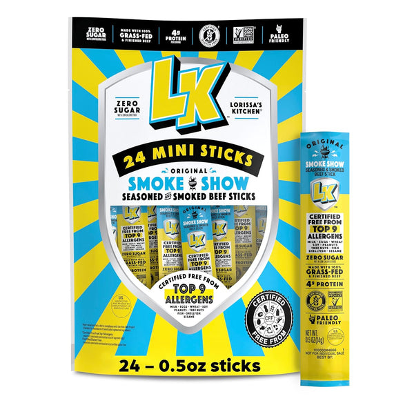 Lorissa's Kitchen Smoke Show Seasoned & Smoked Mini Beef Sticks - (Pack