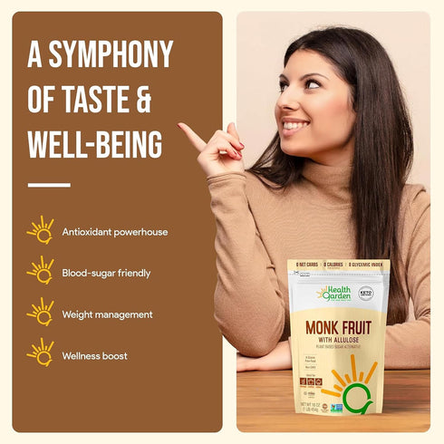 2.5lb Health Garden Monk Fruit with Allulose Sweetener - Natural Plant-Based Sugar Alternative with Zero Calories